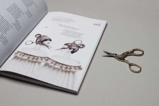 Detalle de ilustración y tijeras