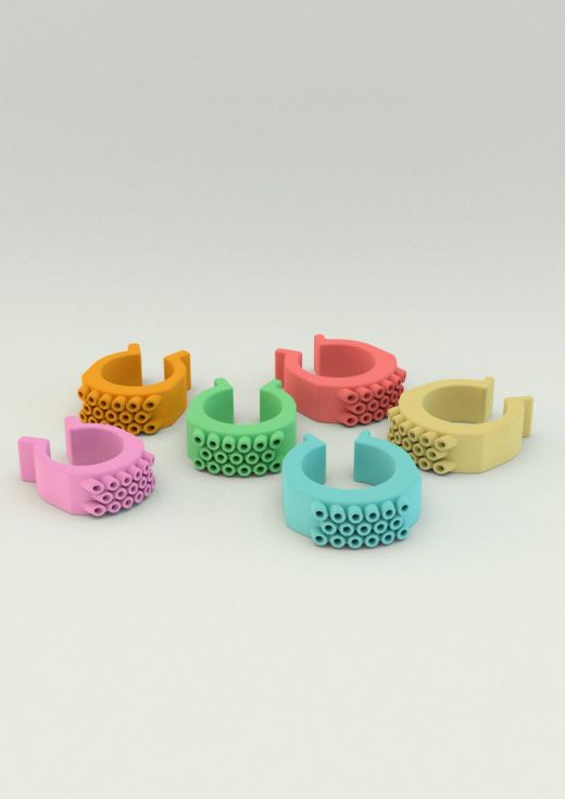 Imagen renderizada de 6 anillos en distintos colores